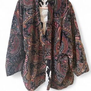 Zinnia Pearl Velvet Handmade Paisley Kimono Festival Gypsy Boho Jacket One Size